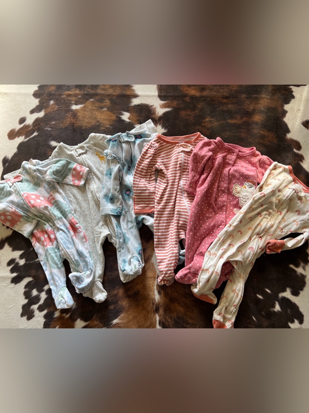 Bundle of Baby Footed Pajamas in Pink, Coral, Aqua